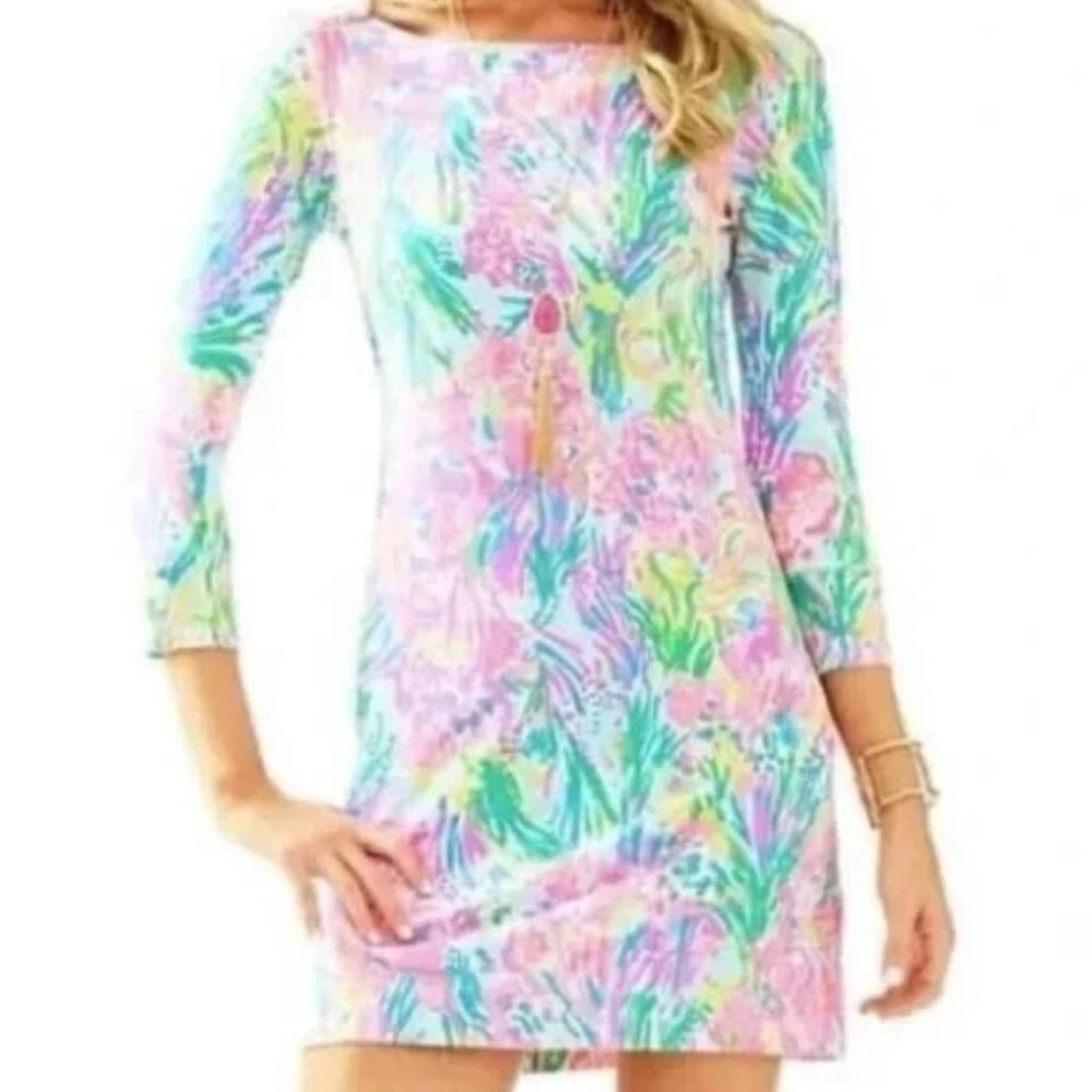 NWT Lilly Pulitzer UPF 50+ Sophie Dress in Fan Sea Pants, sz M